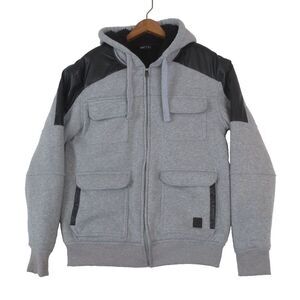 Southpole Hoodie Jacket Men Large Gray Full Zip Sherpa Lined Warm Y2K Streetwear